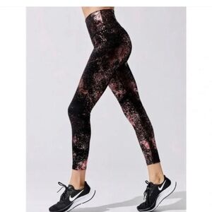 Women's Black and Pink High-Waisted Leggings